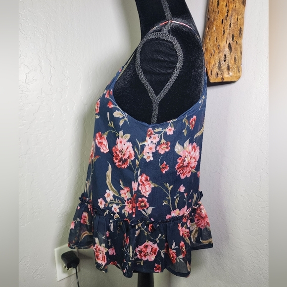 Patrons of Peace Boho Festival Navy Floral Tank Top Size Small - Picture 4 of 9